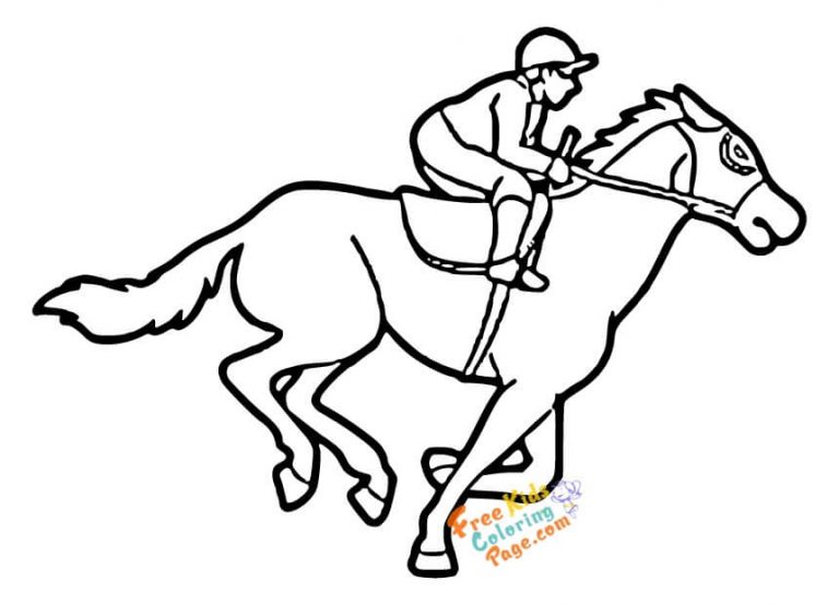 Jockey race horse coloring pages to printable