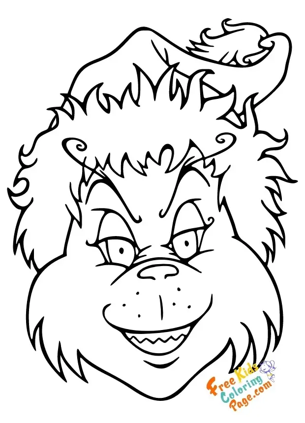 grinch face coloring page printable