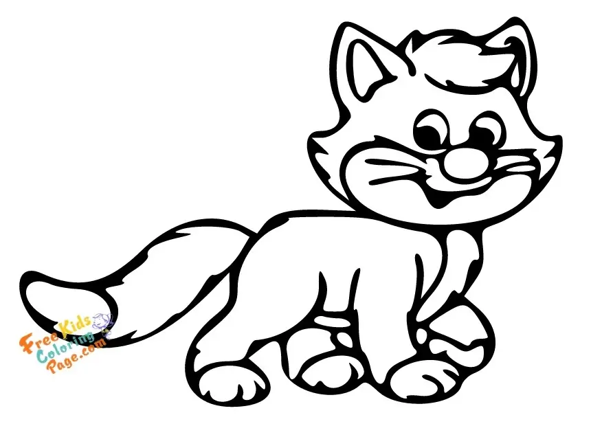 Easy cat coloring page to print for kids. free picture to color cat to printable for kids.