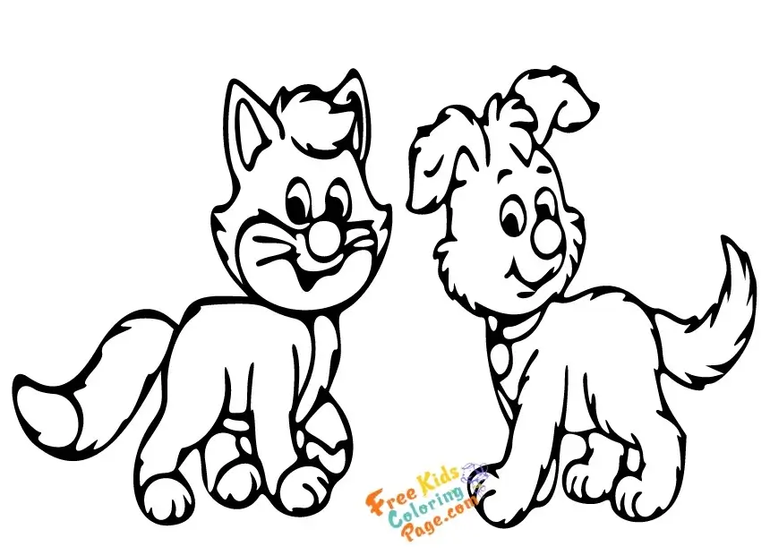 cat and dog coloring pages free