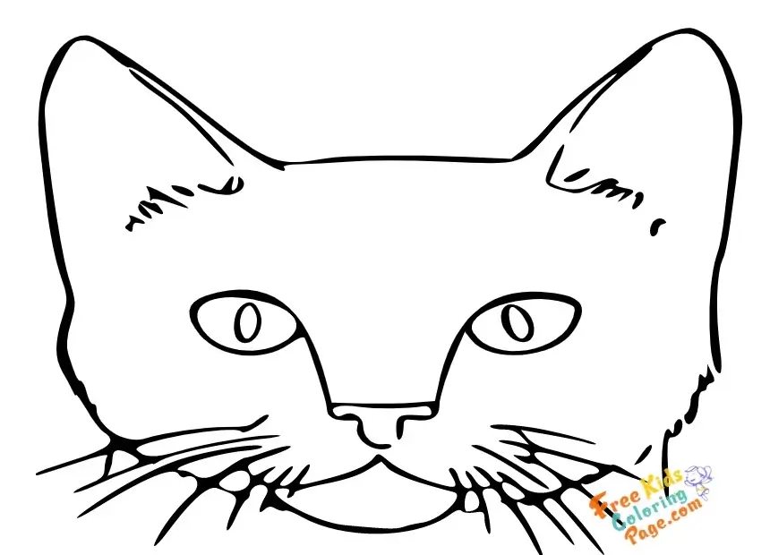 cat face coloring page to print for kids. cute kitty drawing to printable for kids.