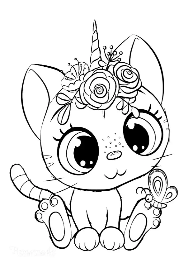 cute unicorn cat pictures to color for kids to print out.