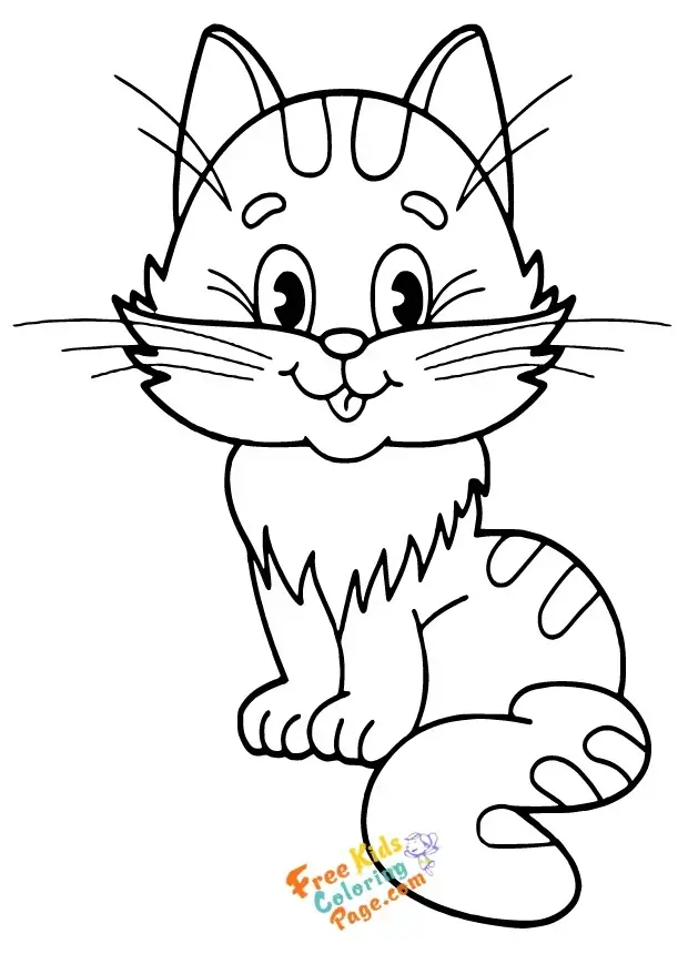 easy cute cat coloring pages to print for kids. cute cat pictures to color to print out for kids