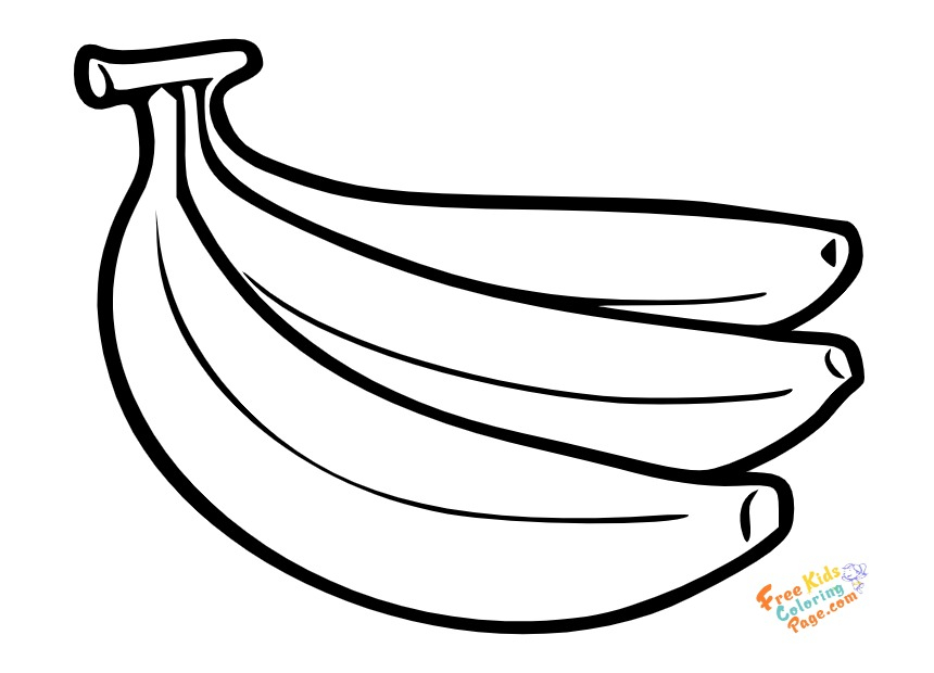 Banana coloring pages for children to printable. easy fruit
