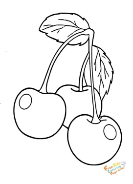 Cherry coloring pages to print out for kids. Picture to colour berries