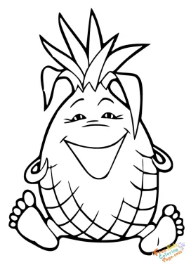 cartoon pineapple coloring page Tropical Fruit
