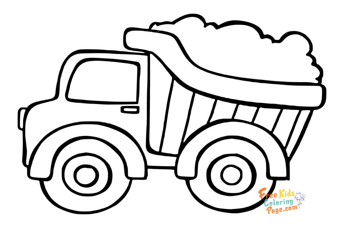 easy dump truck coloring pages for kindergarten