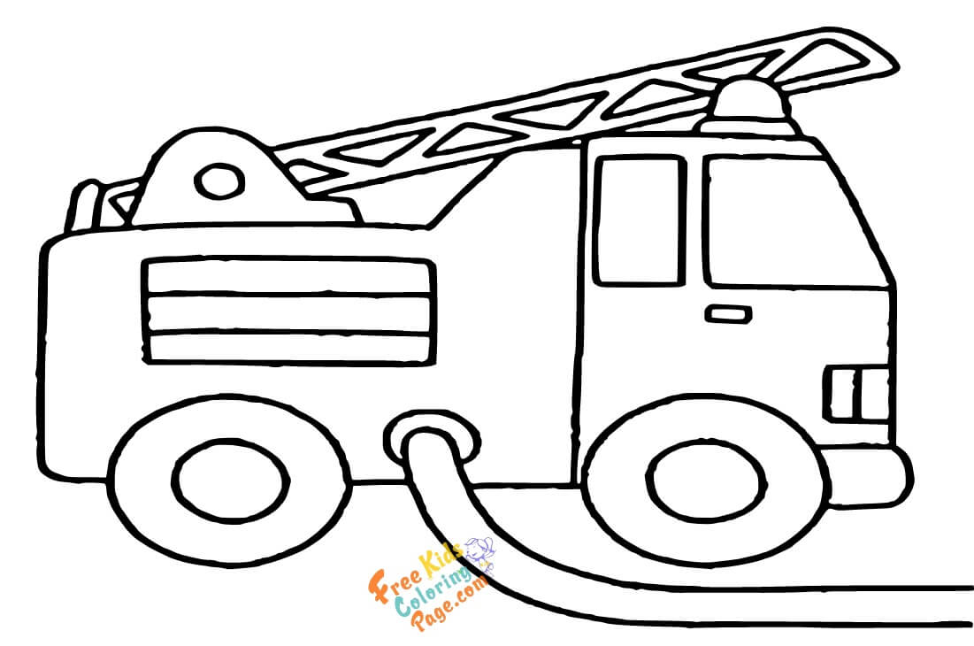 Easy fire truck coloring pages to printable for kids.