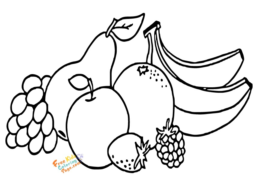 fruit coloring pages for toddlers to print Apple Strawberry Banana Pear