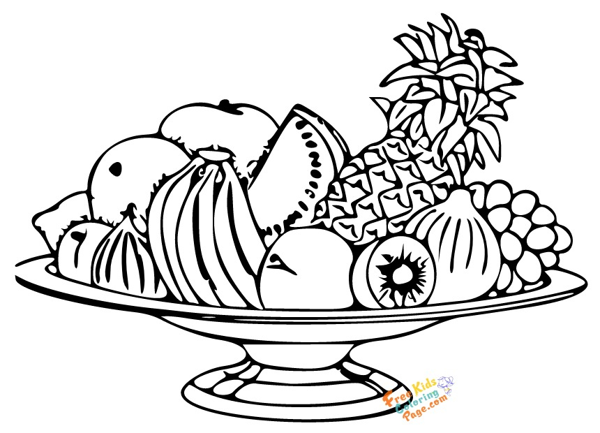 tropical fruit basket coloring pages printable