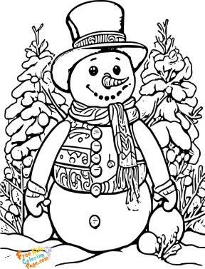 christmas snowman drawing cute coloring pages