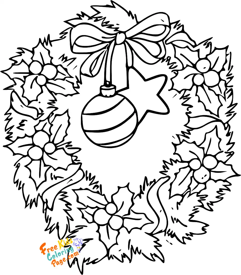 Christmas Wreath Coloring Pages To print out