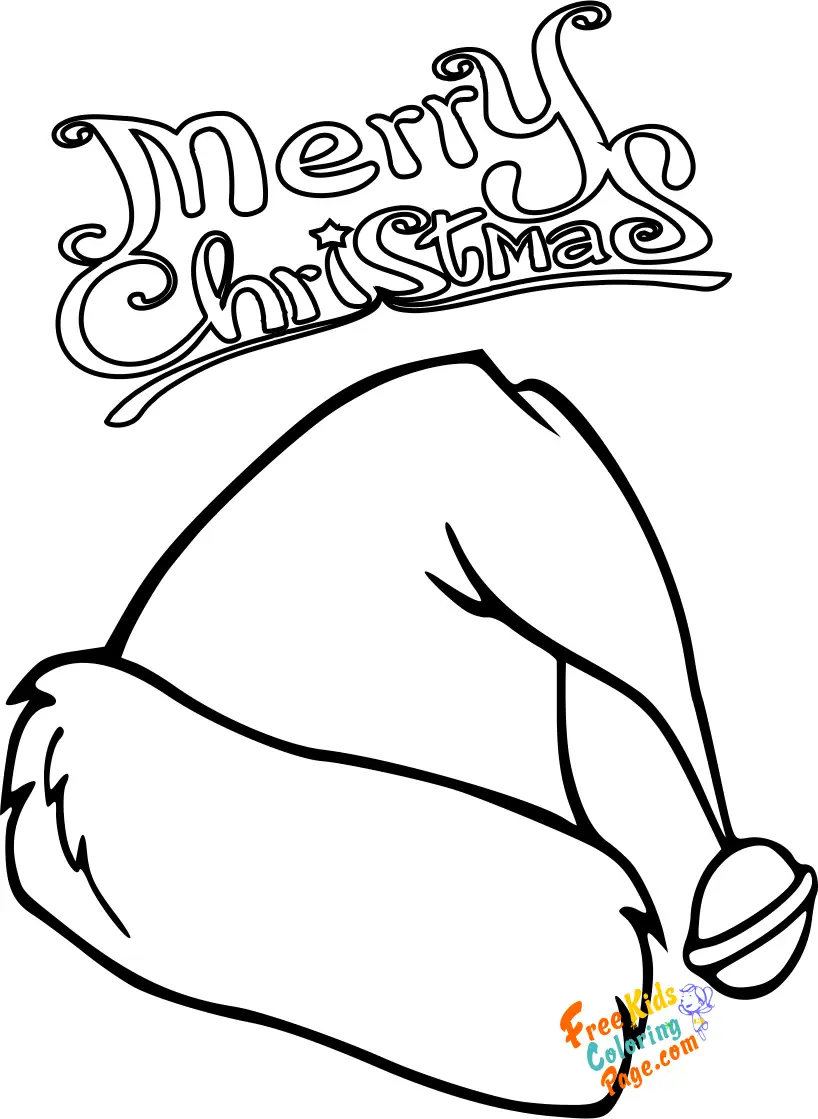 santa claus hat colouring pages to printable. christmas coloring page easy