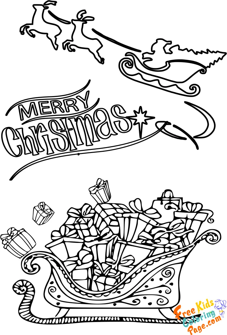 santa claus sleigh coloring page to printable