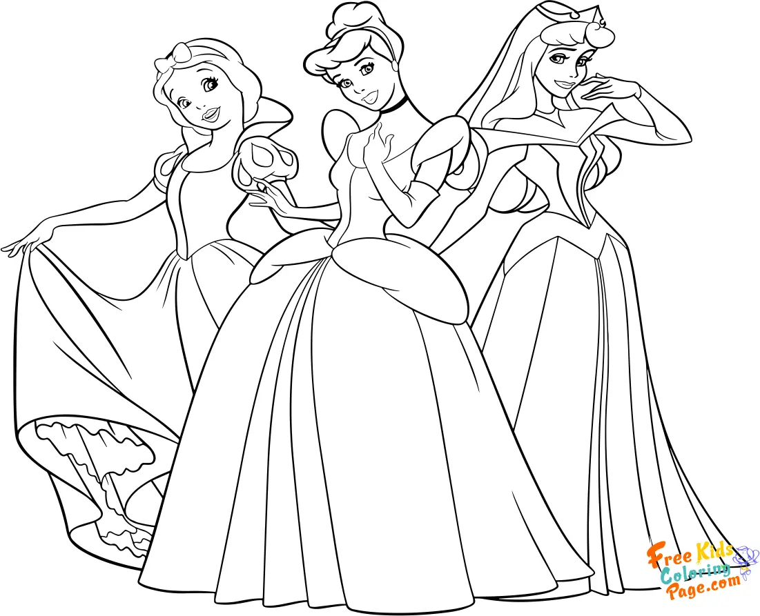 disney princess Aurora Cinderella Snow White coloring pages