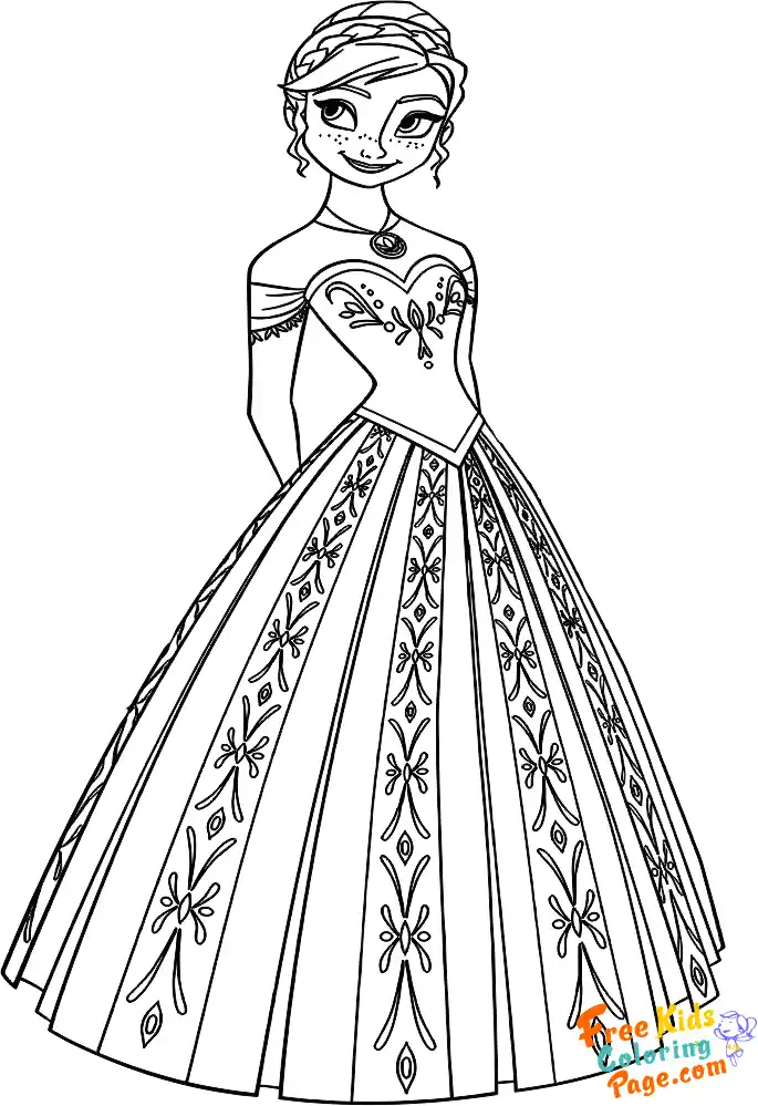 princess anna frozen coloring page to print out for kids disney